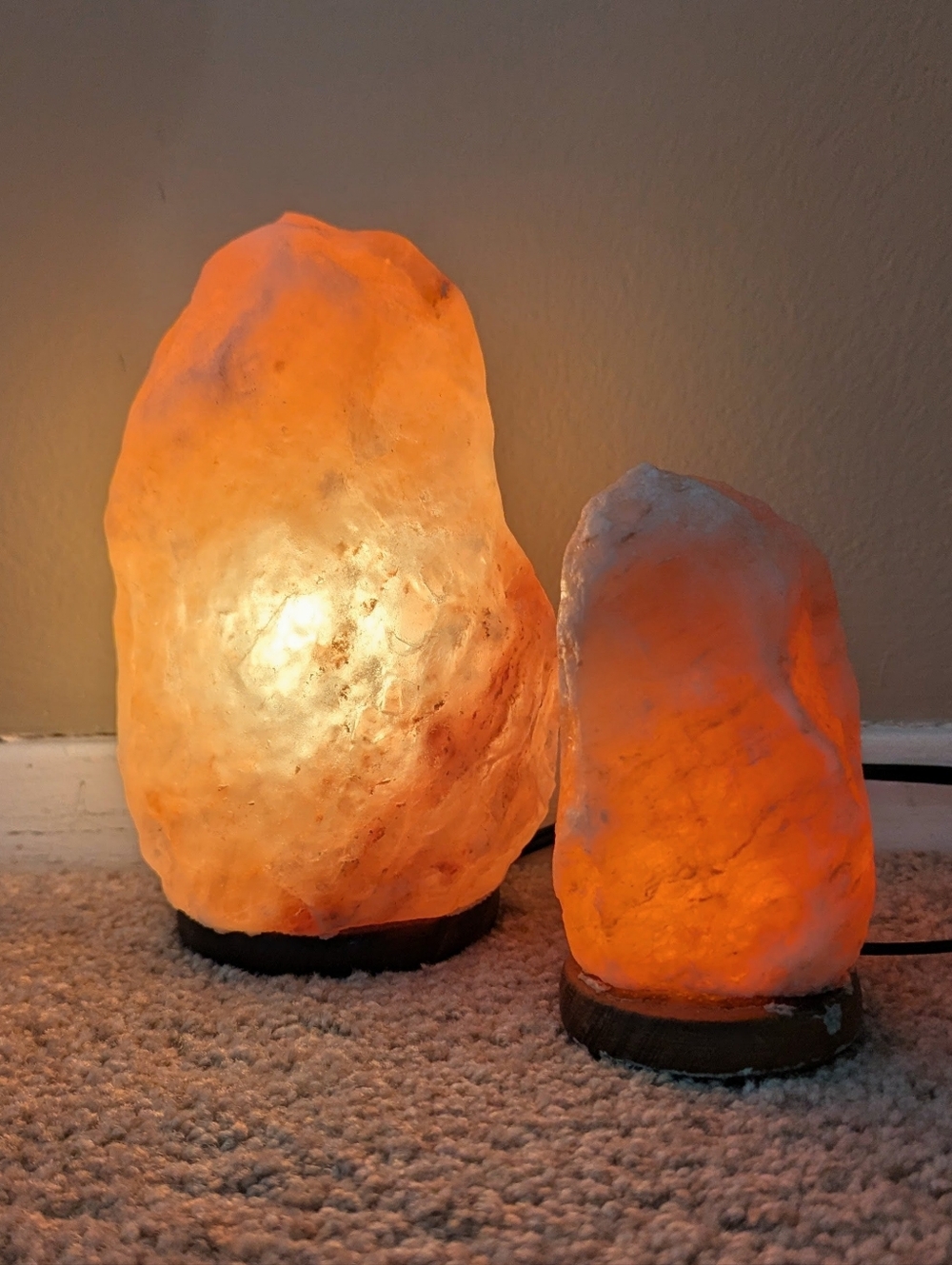Himalayan Salt Lamp Set of 2 - Warm Orange Glow Home Accent